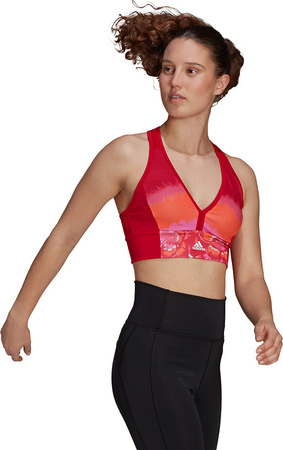 Stanik sportowy damski adidas Farm All-Over-Print Bra Top Aeroready czerwony GM7144