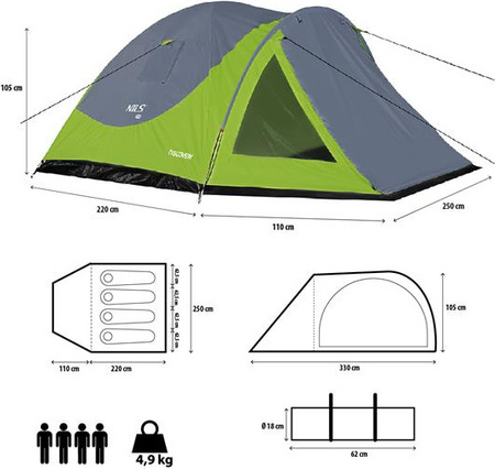 Namiot kempingowy discovery Nils camp nc6006 zielono-szary