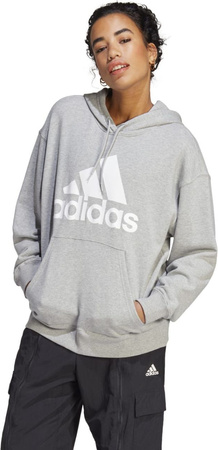 Bluza damska adidas Essentials Big Logo Oversized French Terry Hoodie szara IC9865