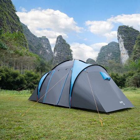 Namiot kempingowy turystyczny highland IV Nils Camp NC6431 4 osobowy niebiesko-szary 390x210x130cm