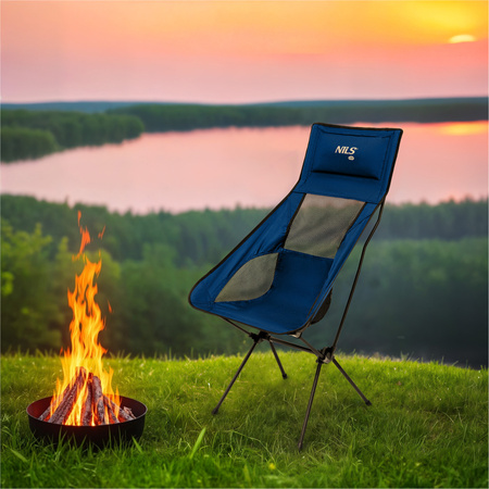 Krzesło turystyczne kempingowe składane bardzo lekkie granatowe Nils Camp NC3322