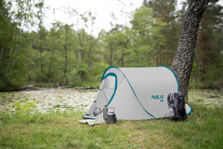 Namiot kempingowy turystyczny samorozkładający Nils camp NC3743 szaro-turkusowy 220x120x95cm