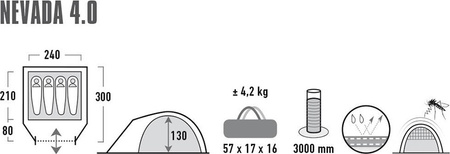 Namiot High Peak Nevada 4 jasnoszary 10204