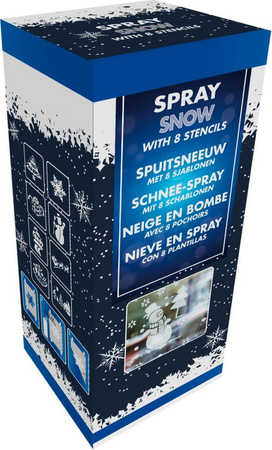 Sztuczny śnieg w sprayu ozdobny na szybę choinkę papier drewno 8 szablonów 150ml