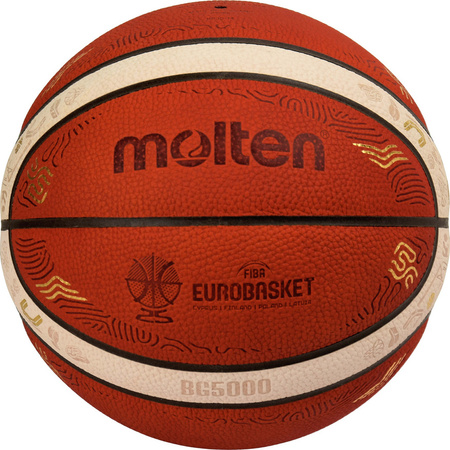 Piłka do koszykówki koszykowa Molten meczowa FIBA EuroBasket 2025 B7G5000‑E5Z skóra naturalna rozmiar 7