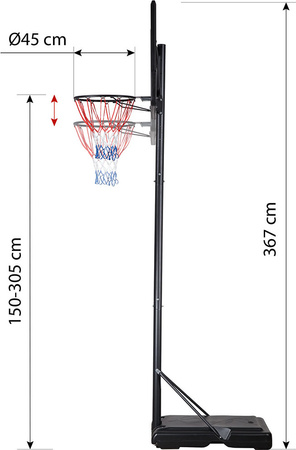 Kosz do koszykówki regulowany wolnostojący Nils ZDK321 czarny