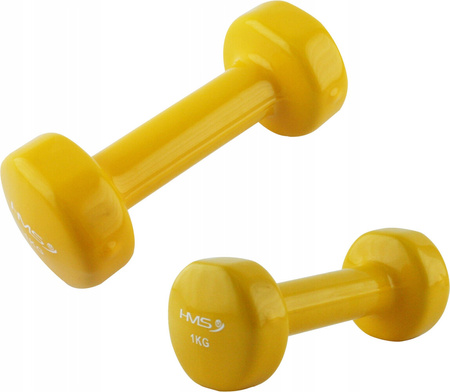 Ciężarek żeliwny hantla do ćwiczeń fitness pokryty winylem HMS 17023 1 kg