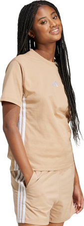 Koszulka damska adidas Essentials 3-Stripes Cotton beżowa JX7616