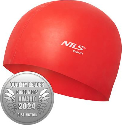 Czepek silikonowy Nils aqua nqc jednokolorowy rd01 czerwony