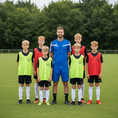 Znacznik treningowy piłkarski na koszulkę SMJ sport czerwony