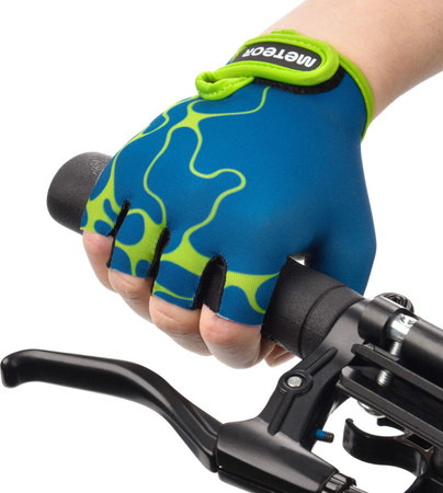 Rękawiczki rowerowe dla dzieci Meteor Marble niebieskie 17404-17405-17406