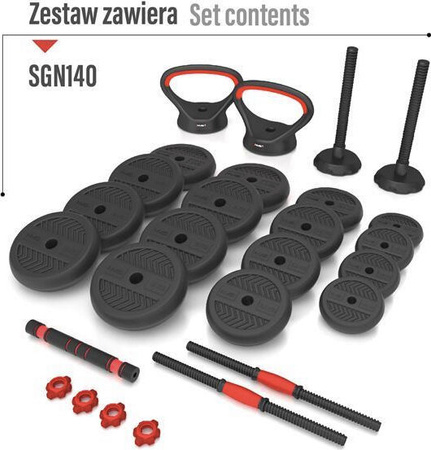Zestaw ciężarów 40kg HMS sgn140 (2 części) pro set 6w1