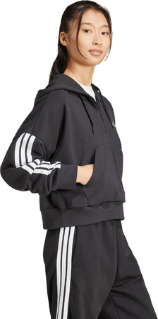 Bluza damska adidas Essentials 3-Stripes French Terry Quarter-Zip Hoodie czarna JN1956