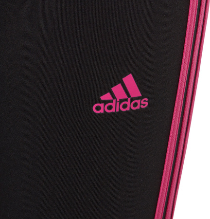 Legginsy dla dzieci adidas Essentials 3-Stripes Cotton Tights czarno-różowe IC3627