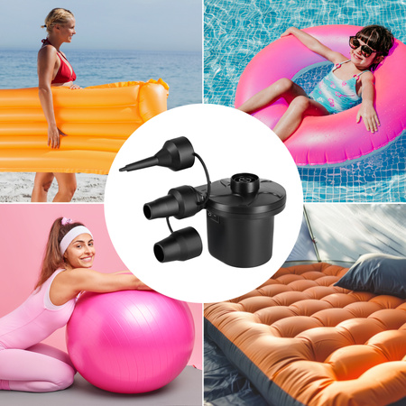 Pompka elektryczna turystyczna do materaca + przejściówki 230-12V Nils Camp NC17115 czarna