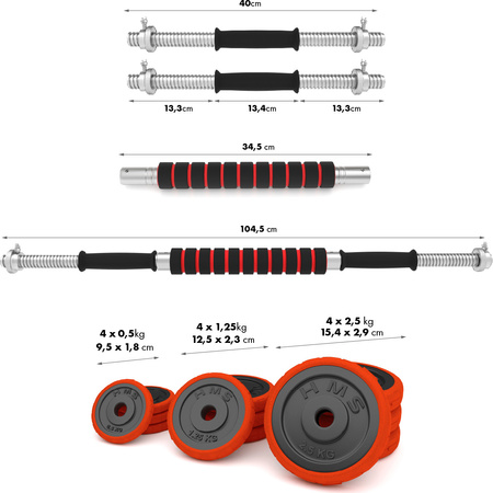 Sztangielki/sztanga gumowane HMS SGGX30 30 KG