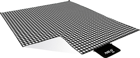 Koc piknikowy biało-czarny 200x200 cm pe alu Nils camp nc2311