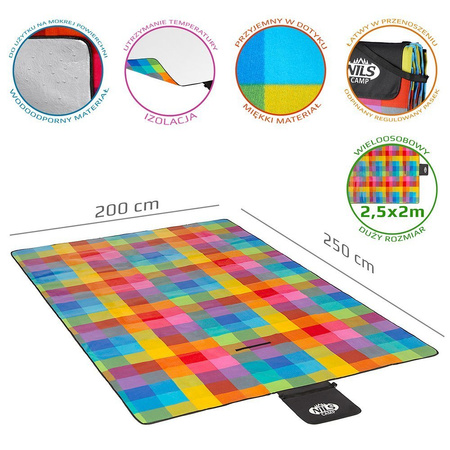 Koc piknikowy Nils Camp NC2221 multi 250x200 cm PE ALU