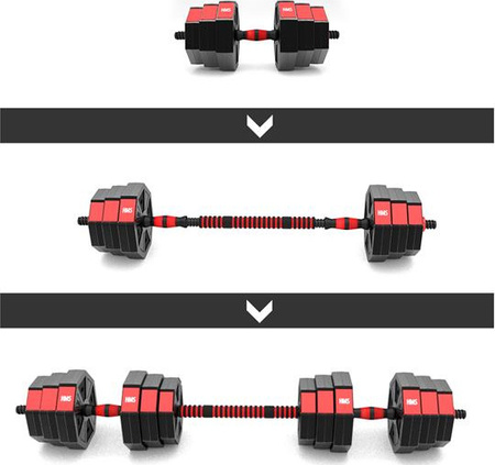 Sztanga gryf z obciążeniem sztangielki / hantle kompozyt HMS SGC20 20 kg