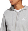 Bluza damska adidas Essentials Linear Full-Zip French Terry Hoodie szara IC6866
