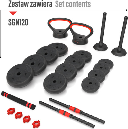 Zestaw ciężarów hantla gryf 20kg HMS sgn120 pro set 6w1