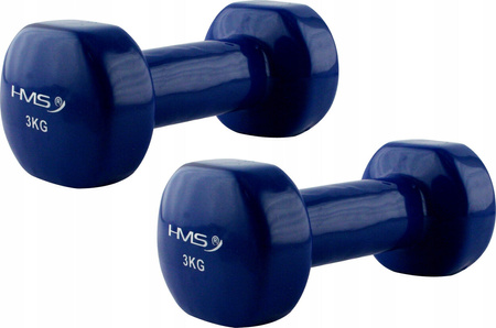 Ciężarek żeliwny hantla do ćwiczeń fitness pokryty winylem HMS 17023 3 kg