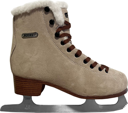 Łyżwy figurowe damskie Roces Suede Eco-Fur beżowo-brązowe 450702 00001