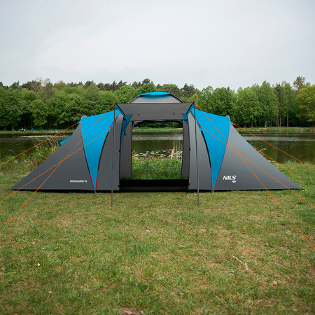 Namiot kempingowy turystyczny highland IV Nils Camp NC6431 4 osobowy niebiesko-szary 390x210x130cm