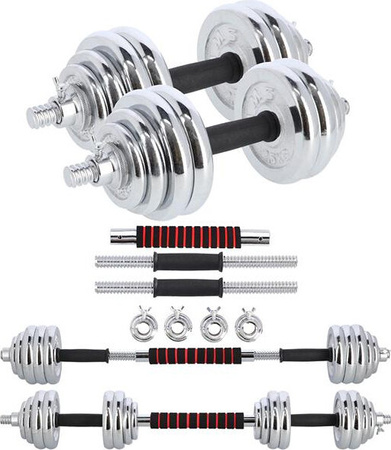 Sztangielki/sztanga w walizce stal chromowana HMS STC30 2x15 KG
