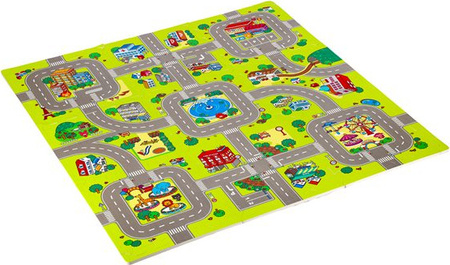 Mata dziecięca puzzle cars 9 elementów Nils Fun 90x90cm 