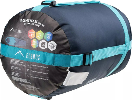 Śpiwór mumia turystyczny Elbrus Rohito II granatowo-turkusowy 220x80 cm
