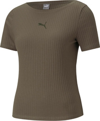 Koszulka damska Puma HER Ribbed Slim Tee Grape Leaf khaki 531917 44