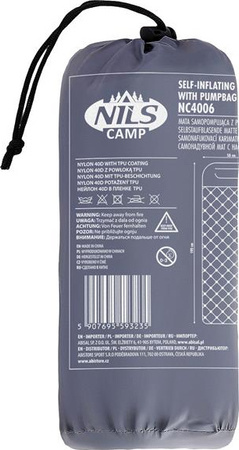 Mata turystyczna z pompką Nils Camp NC4006 szary 190x58x5 cm