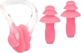 Zestaw pływacki zatyczki do uszu i na nos Nils aqua NQAW30 silikonowe różowe