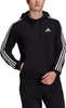 Bluza męska adidas Essentials Fleece 3-Stripes Hoodie czarna GK9072