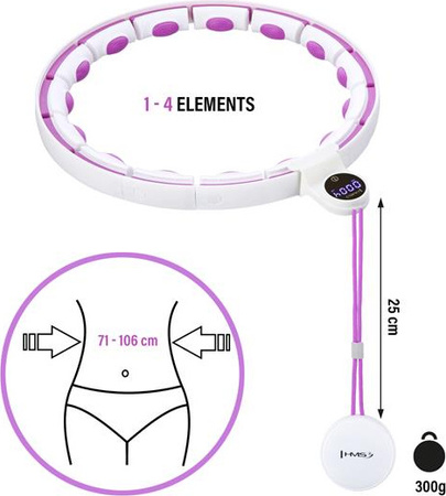 Zestaw Hula hop magnetyczny z licznikiem pas wyszczuplający HMS 71 - 106 cm