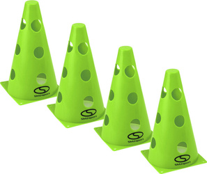 Zestaw pachołków treningowych z otworami SMJ 23 cm zielone 4 szt.