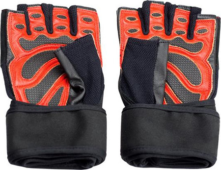 Rękawiczki kulturystyczne na siłownię HMS RST01 rozmiar XXL czarno-czerwone