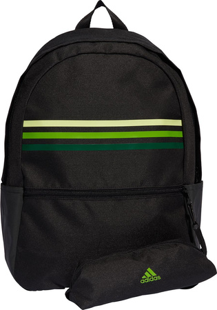 Plecak sportowy szkolny miejski adidas Classic Horizontal 3-Stripes czarno-zielony HY0743