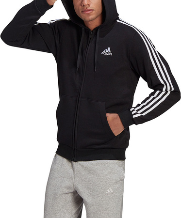 Bluza męska adidas Essentials Full-Zip Hoodie czarna GK9051
