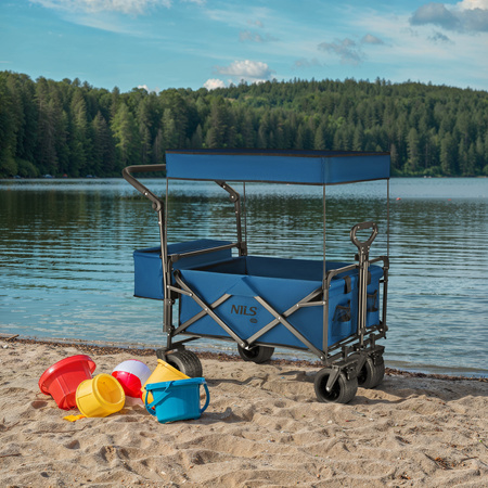 Wózek turystyczny plażowy transportowy kempingowy składany z daszkiem Nils Camp NC2605 120 L