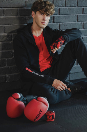 Męskie spodnie treningowe dresowe joggery IQ Vesilles czarne rozmiar S