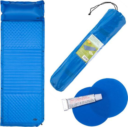 Mata samopompująca kempingowa turystyczna z poduszką Nils Camp NC4001 niebieska 190x63x3.8 cm