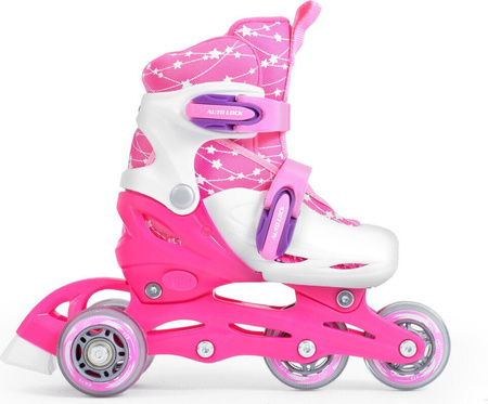 Zestaw wrotki rolki 2w1 wrotko-rolki kask ochraniacze plecak świecące koła LED Combo