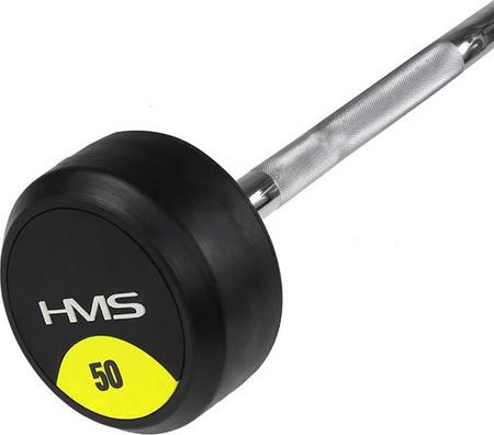 Sztanga gryf stały łamany gumowany HMS 50 kg długość 116 cm