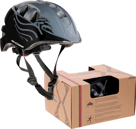 Kask dziecięcy rowerowy na rolki deskorolkę Nils Extreme MTW08 czarny rozmiar XS 48-55cm