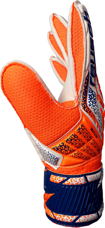 Rękawice bramkarskie Reusch Attrakt Solid Junior biało-pomarańczowo-niebieskie 5572516 2500