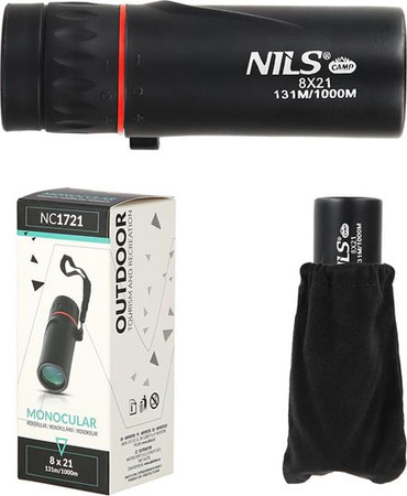 Monokular mini lornetka luneta turystyczna Nils Camp NC1721 czarna zoom X8