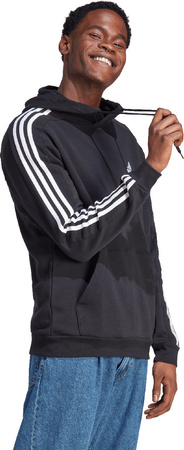Bluza męska adidas Essentials Fleece 3-Stripes Hoodie czarna IB4028