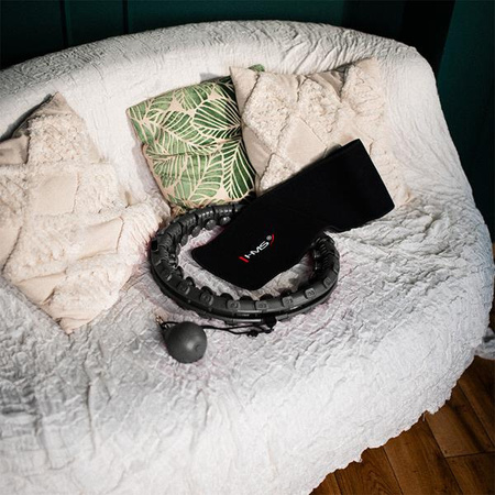 Zestaw hula hop plus size hhw12 black z wypustkami i obciążnikiem HMS pas br163 red